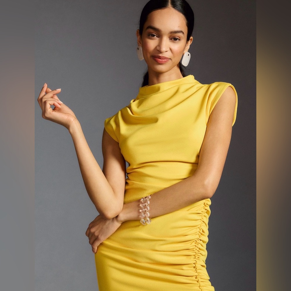 Anthropologie Golden Midi Dress